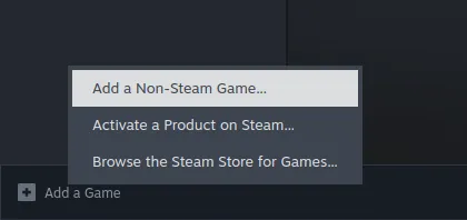 The "Add a Game -> Add a Non-Steam Game..." Button of the Steam interface.